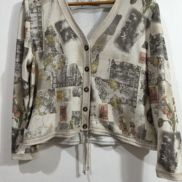 ST JOHN Sport By Marie Multicolored Button Up V-Neck Cardigan Sweater, Sz S/M - Picture 2 of 13